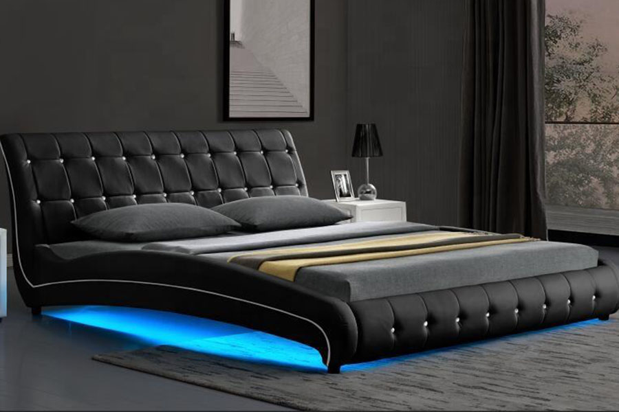 1144-1 Getuft kunstleer Luxe LED-gestoffeerd bedframe