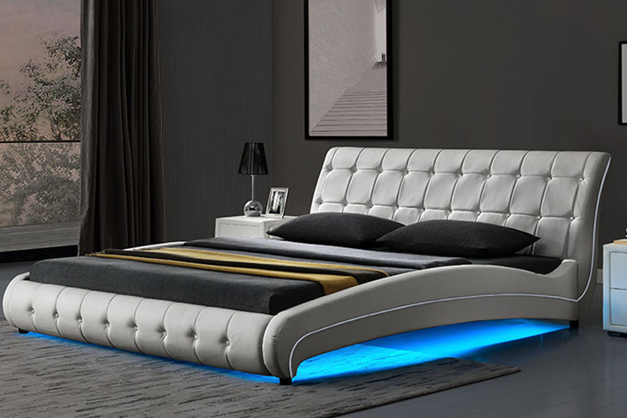 1144-1 Getuft kunstleer Luxe LED-gestoffeerd bedframe