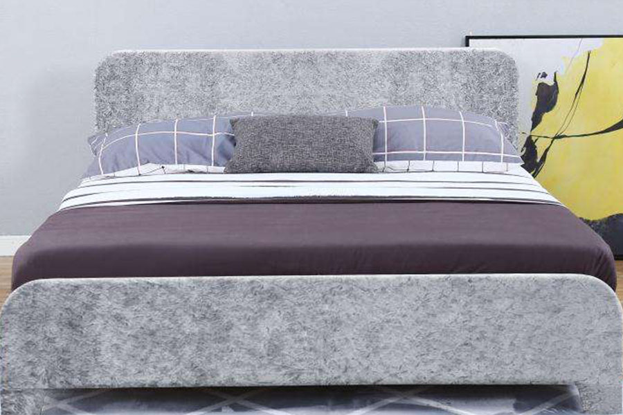 1142-3 Modern, gestoffeerd bed in één doos van linnenstof