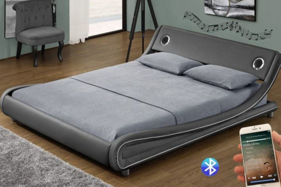 1140S Gaslift Muziekluidspreker Bedframe van synthetisch leer