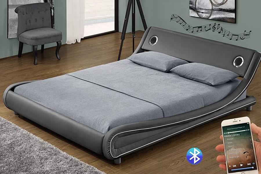 1140S Gaslift Muziekluidspreker Bedframe van synthetisch leer