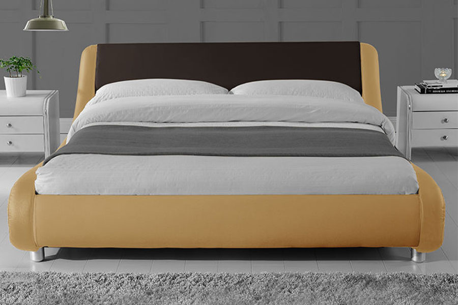 1140-1 Tweekleurig leren bedframe met LED-bekleding