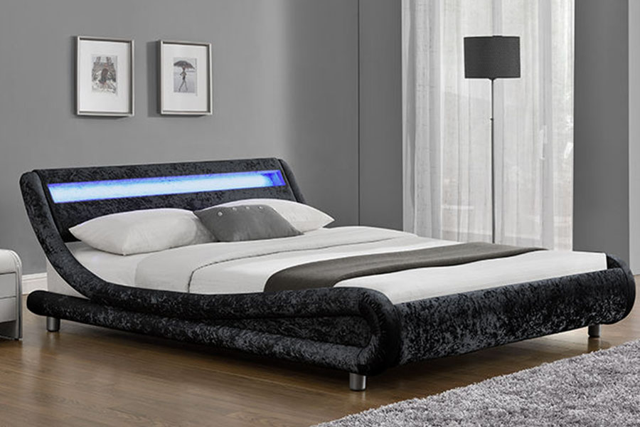 1140-1 Tweekleurig leren bedframe met LED-bekleding