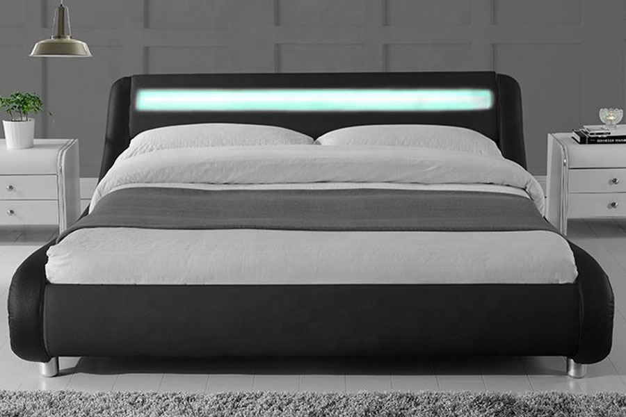 1140-1 Tweekleurig leren bedframe met LED-bekleding