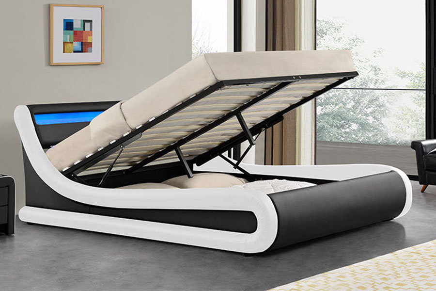 1138G Ottoman King LED PU-leer gestoffeerd bedframe