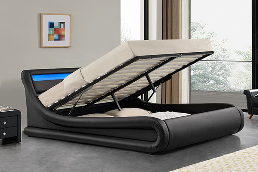 1138G Ottoman King LED PU-leer gestoffeerd bedframe