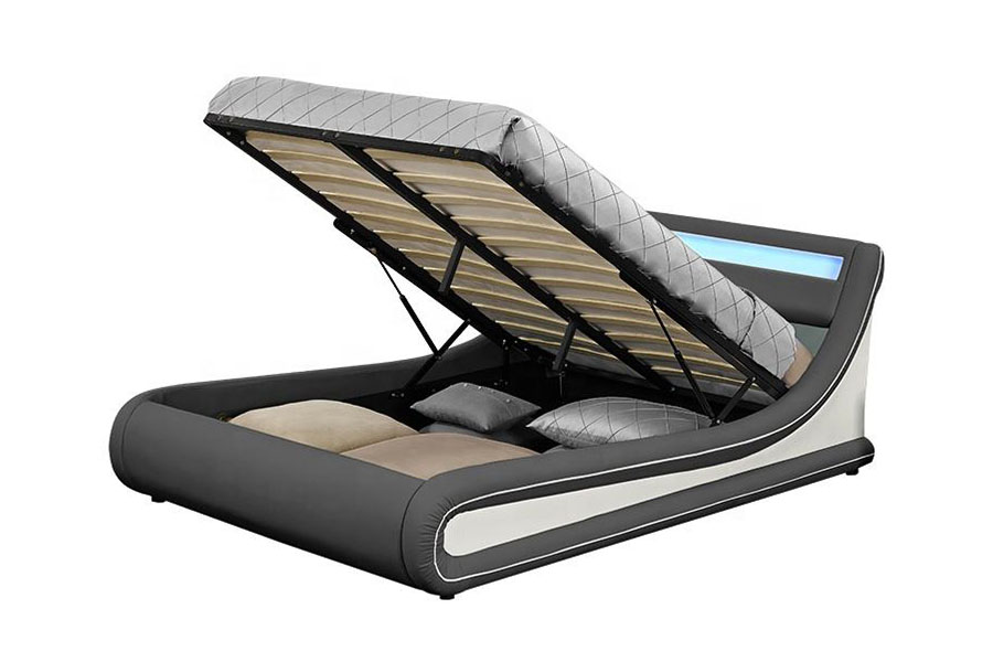 1138G Ottoman King LED PU-leer gestoffeerd bedframe