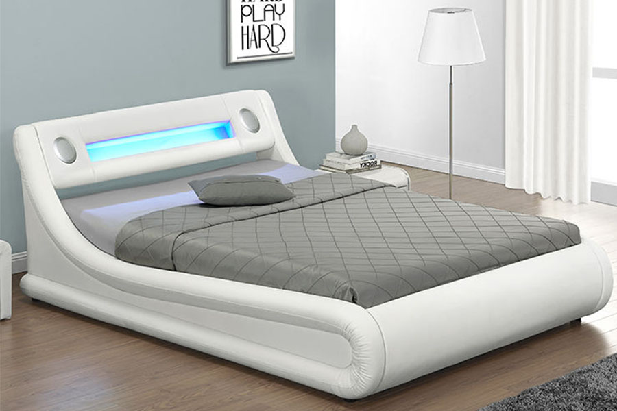 1138G Ottoman King LED PU-leer gestoffeerd bedframe