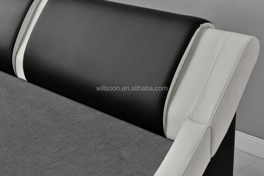 1187-1 Italiaans S-vormig LED-lederen kingsize gestoffeerd bedframe