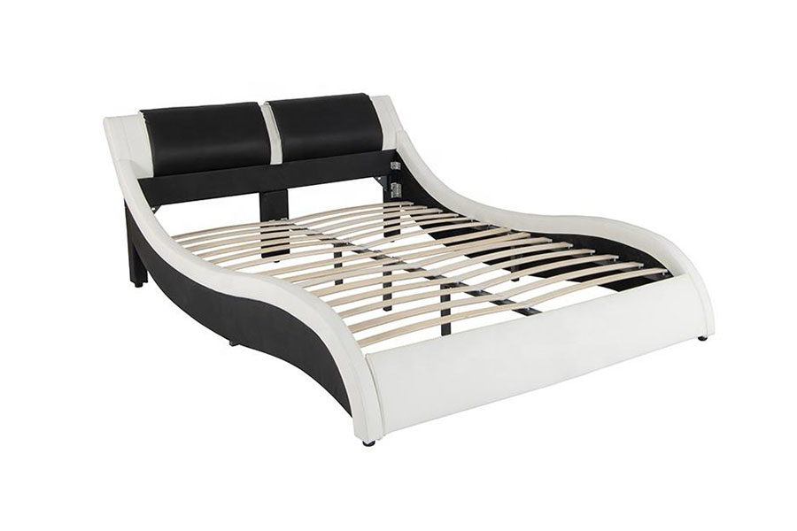 1178-1 Wave-achtig LED-frame lederen Queen King gestoffeerd bed