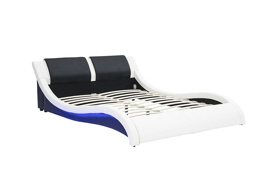 1178-1 Wave-achtig LED-frame lederen Queen King gestoffeerd bed