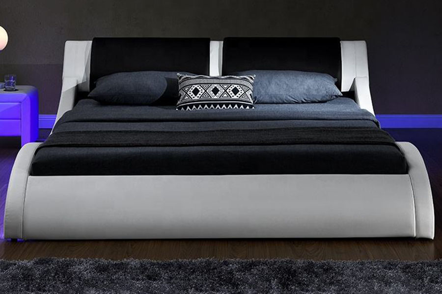 1178-1 Wave-achtig LED-frame lederen Queen King gestoffeerd bed
