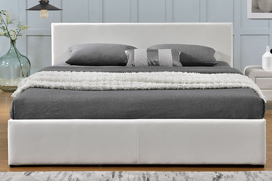 1166G King Ottoman gaslift PU fluwelen bedframe met opbergruimte