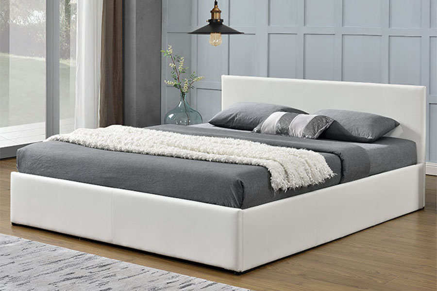 1166G King Ottoman gaslift PU fluwelen bedframe met opbergruimte