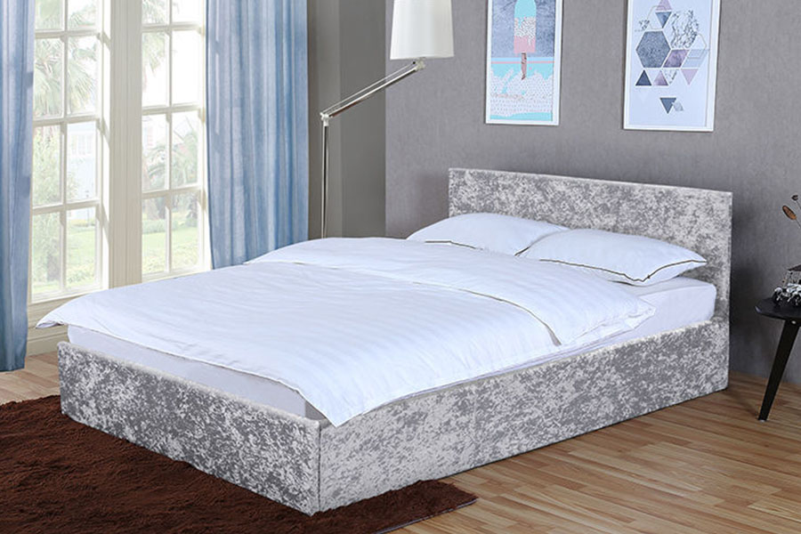1166G King Ottoman gaslift PU fluwelen bedframe met opbergruimte