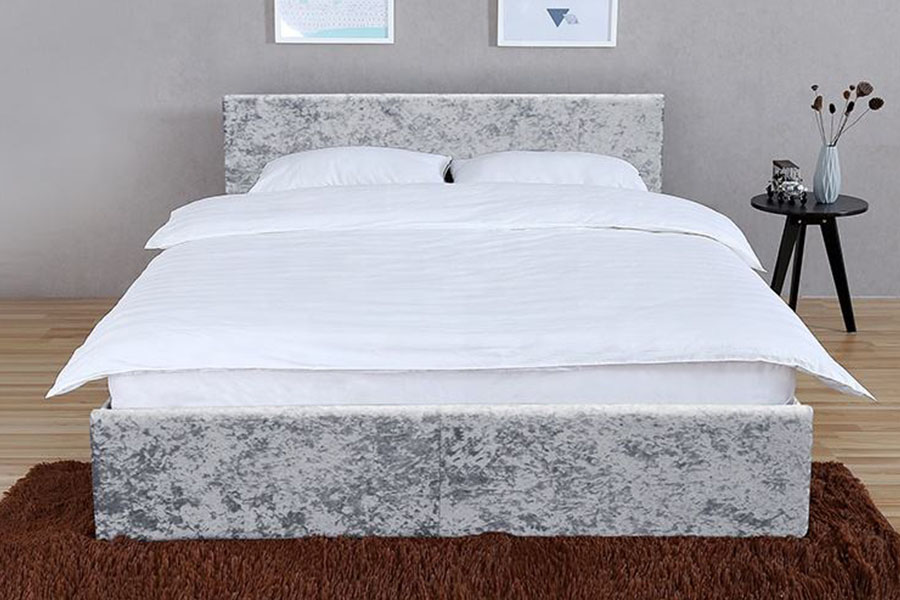 1166G King Ottoman gaslift PU fluwelen bedframe met opbergruimte
