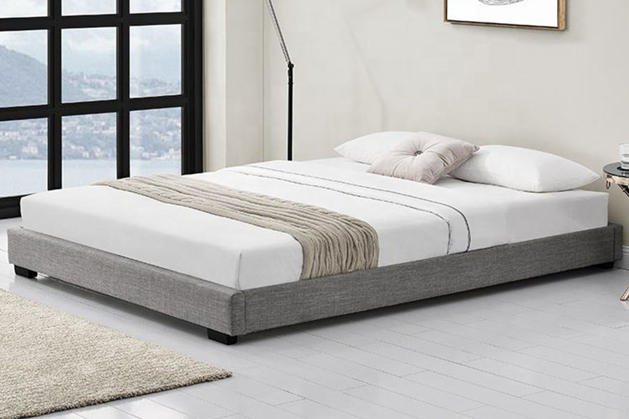 1159A King Queen linnen gestoffeerd bed met massief houten frame