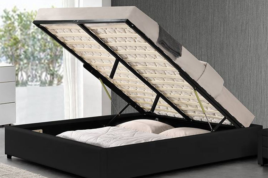 1155G modern kunstleer hotel gaslift bedframe met opbergruimte