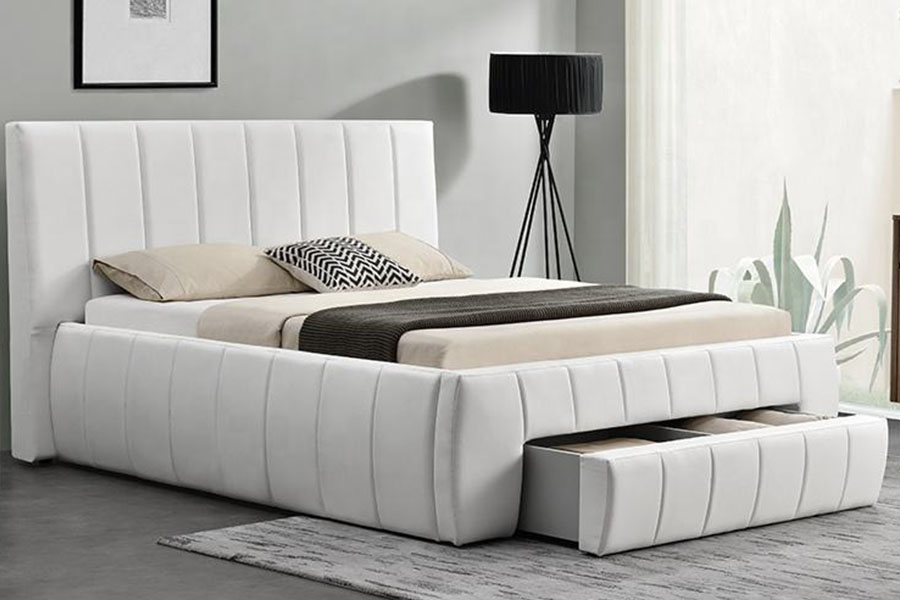 1238D Europees PU-leer lade-opbergruimte King gestoffeerd bedframe