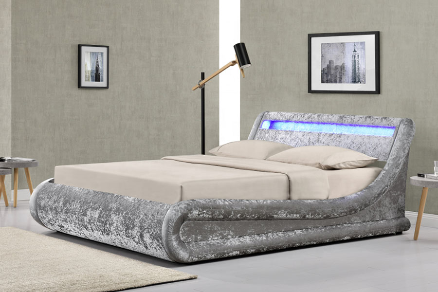 Gemalen fluweel LED-bedframe met gaslift en opbergruimte