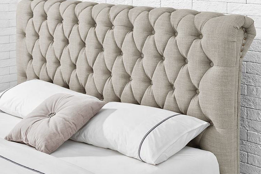 1217D Europees fluwelen ruit-hoofdbord Kingsize bedframe met vier lades en opbergruimte