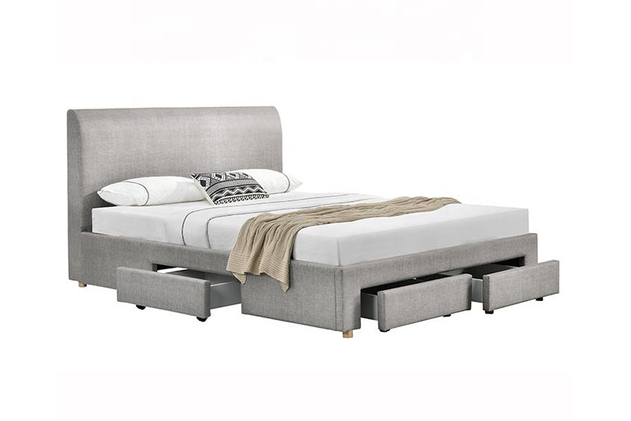 1216D Minimalistisch, met stof bekleed bedframe met vier lades en opbergruimte