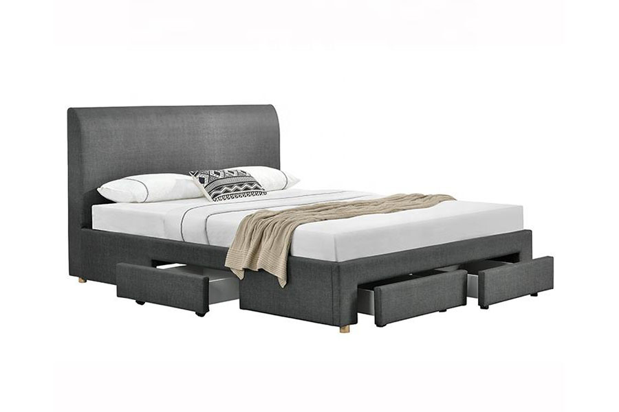 1216D Minimalistisch, met stof bekleed bedframe met vier lades en opbergruimte