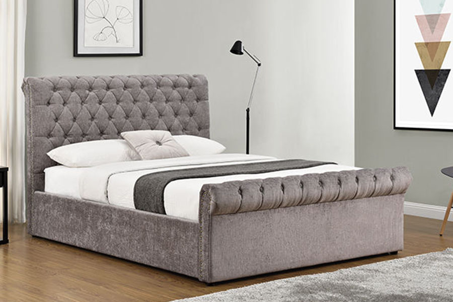 1208G Chesterfield chenille-fluwelen slee-ottoman opbergbedframe