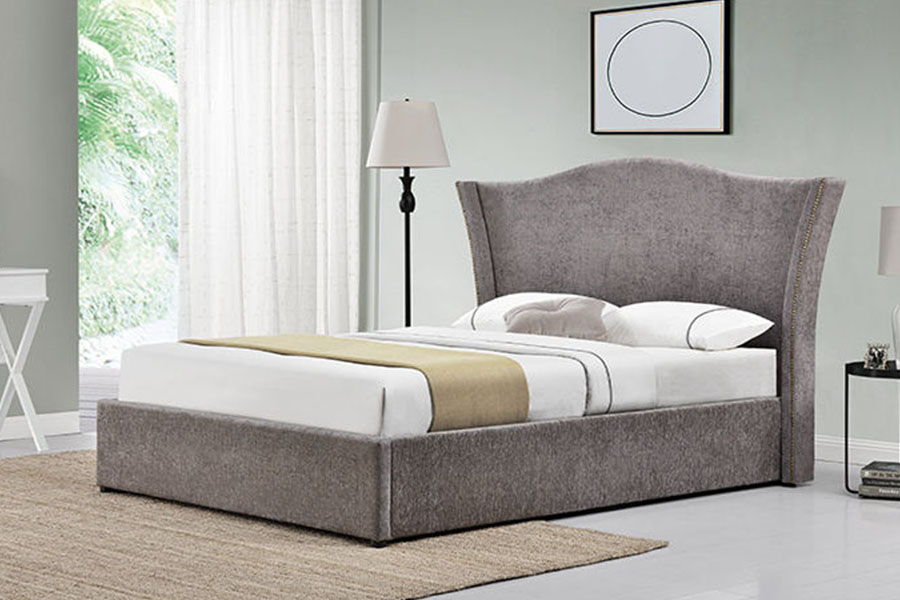 1206G Klassiek kroonlinnen bedframe met gaslift en opbergruimte