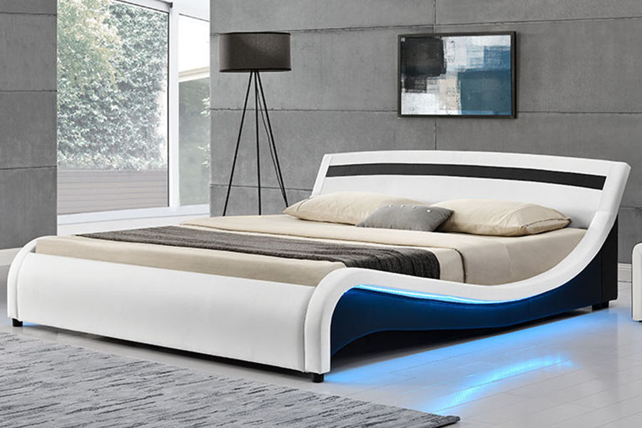 1188-1-2B Modern PU-leer LED-gestoffeerd bedframe