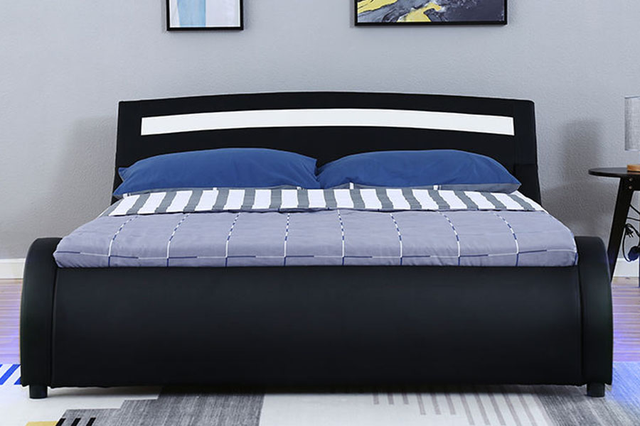 1188-1-2B Modern PU-leer LED-gestoffeerd bedframe