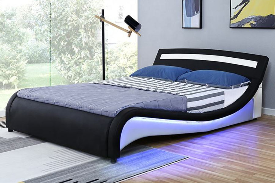 1188-1-2B Modern PU-leer LED-gestoffeerd bedframe