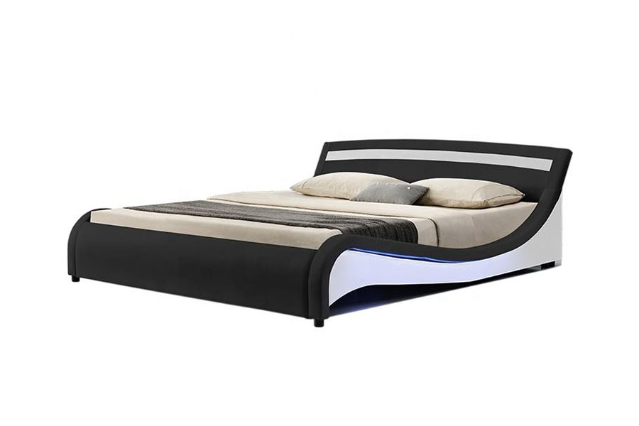 1188-1-2B Modern PU-leer LED-gestoffeerd bedframe