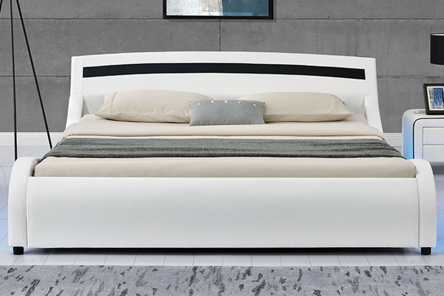 1188-1-2B Modern PU-leer LED-gestoffeerd bedframe