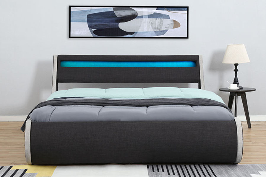 1408-1G Linnen stof Zacht houten frame Ottomaanse opbergruimte Gestoffeerd bedframe