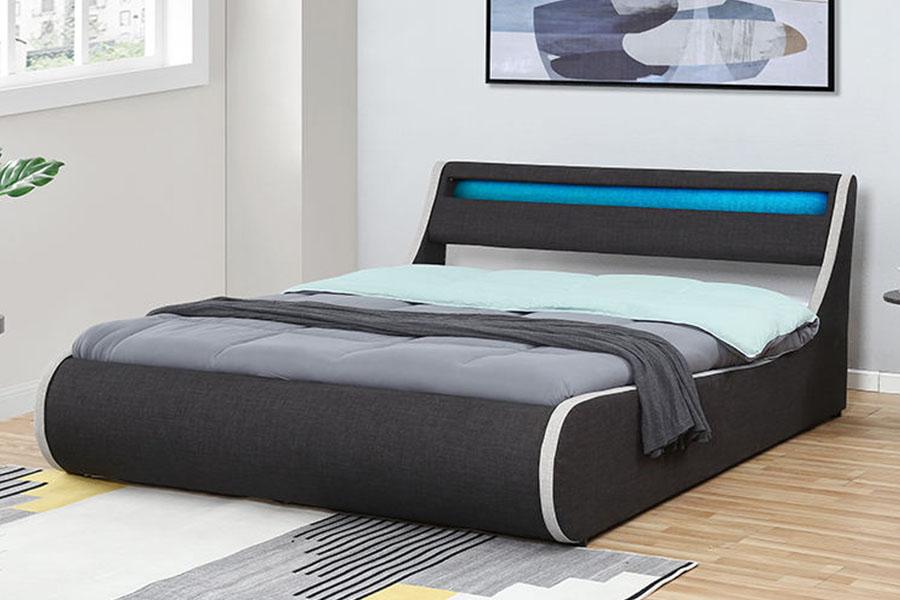 1408-1G Linnen stof Zacht houten frame Ottomaanse opbergruimte Gestoffeerd bedframe