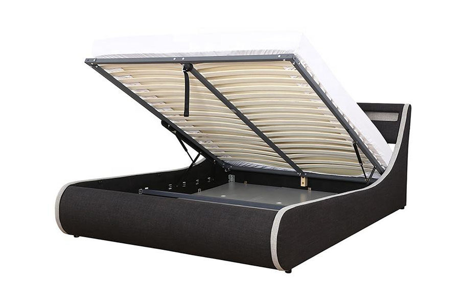 1408-1G Linnen stof Zacht houten frame Ottomaanse opbergruimte Gestoffeerd bedframe