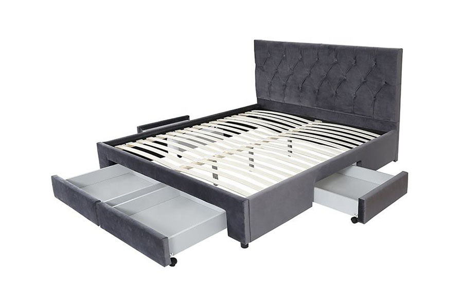 1406D Velvet King bedframe met houten lade en opbergruimte