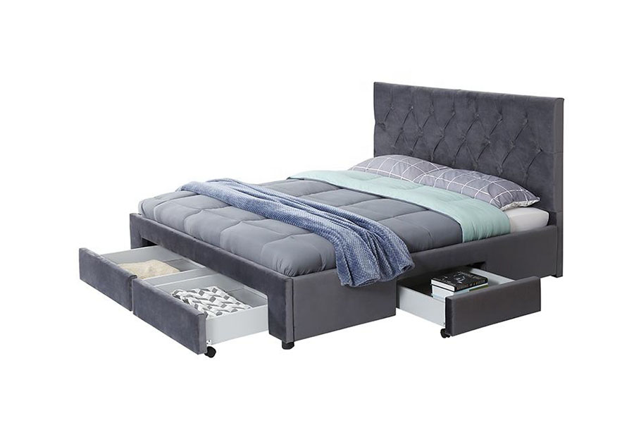 1406D Velvet King bedframe met houten lade en opbergruimte