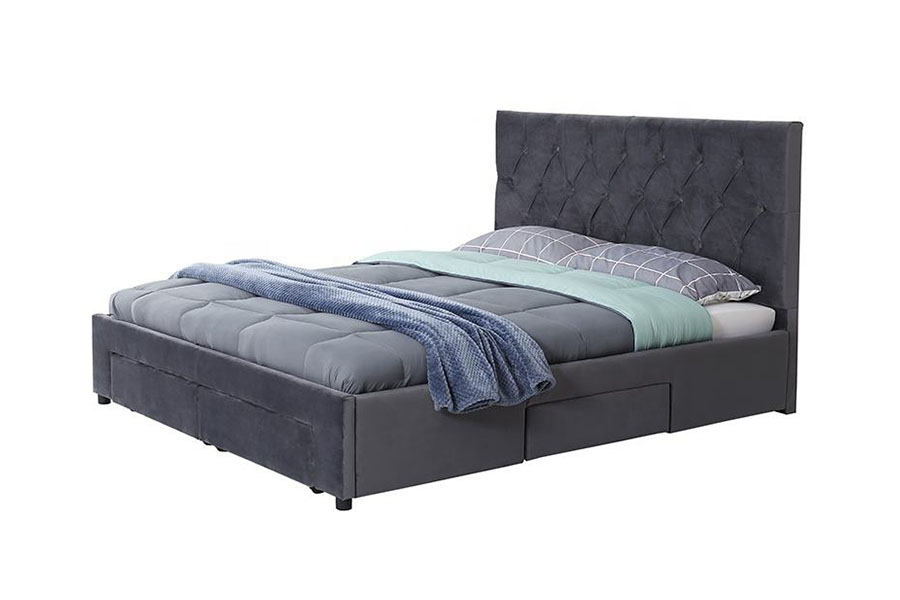1406D Velvet King bedframe met houten lade en opbergruimte