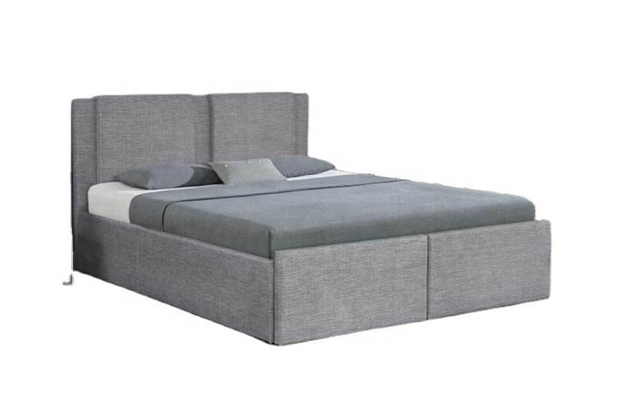 1311DG ​​Gaslift, stof met twee lades, houten opbergruimte, gestoffeerd bedframe