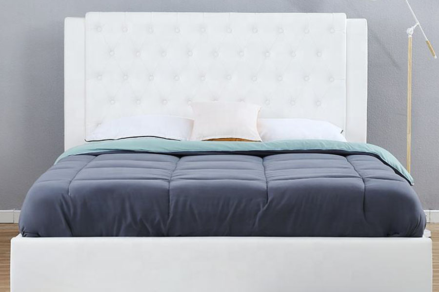 1398G Gaslift met wit leer en houten frame, groothandel gestoffeerd bedframe met opbergruimte