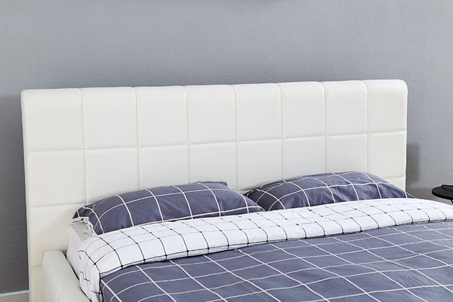 1305G Gestoffeerd bedframe met driezijdige LED-wit-PU-leer opbergruimte voor de slaapkamer