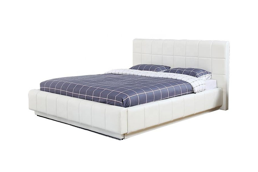 1305G Gestoffeerd bedframe met driezijdige LED-wit-PU-leer opbergruimte voor de slaapkamer