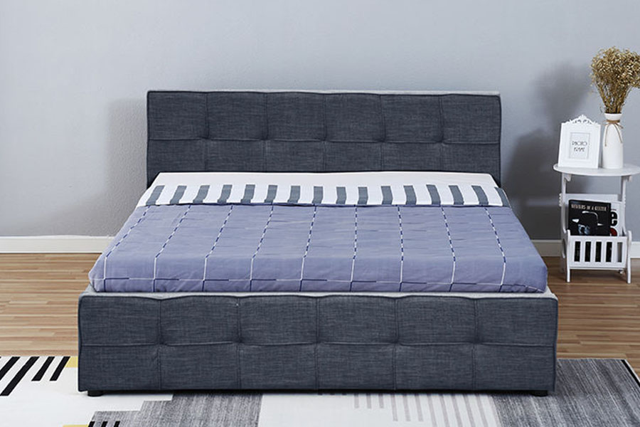 1295G Paneel-hoofdeinde stof Queen gestoffeerd bedframe met opbergruimte