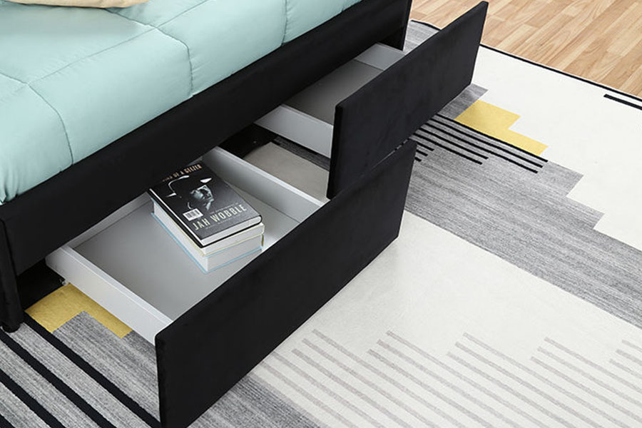 1344DG Kingsize lederen bedframe met gasliftlade en opbergruimte met getufte knopen