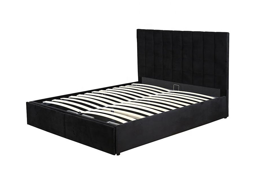 1344DG Kingsize lederen bedframe met gasliftlade en opbergruimte met getufte knopen