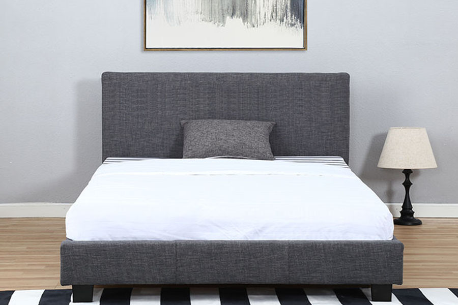 1334-1-2 Elegant dubbel gestoffeerd led-bedframe van linnenstof