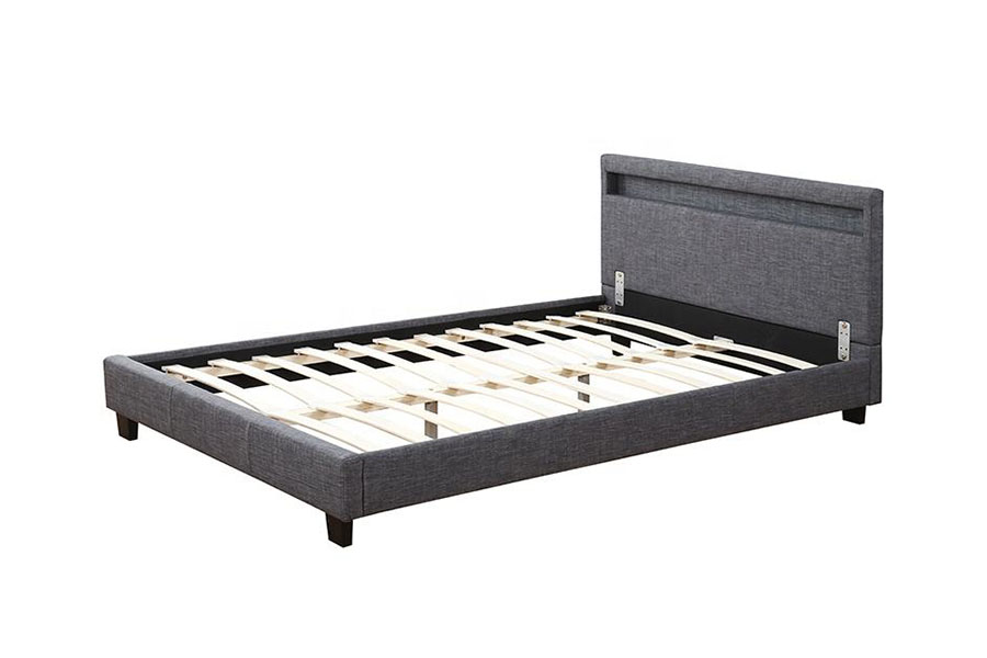 1334-1-2 Elegant dubbel gestoffeerd led-bedframe van linnenstof