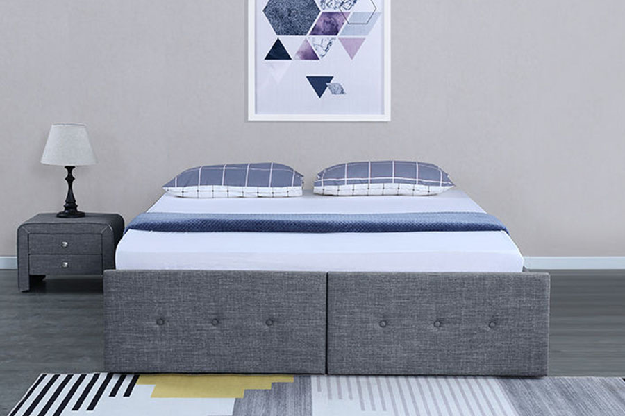 1326DG Queen-opberglade in paneelstijl met gaslift en gestoffeerd bedframe